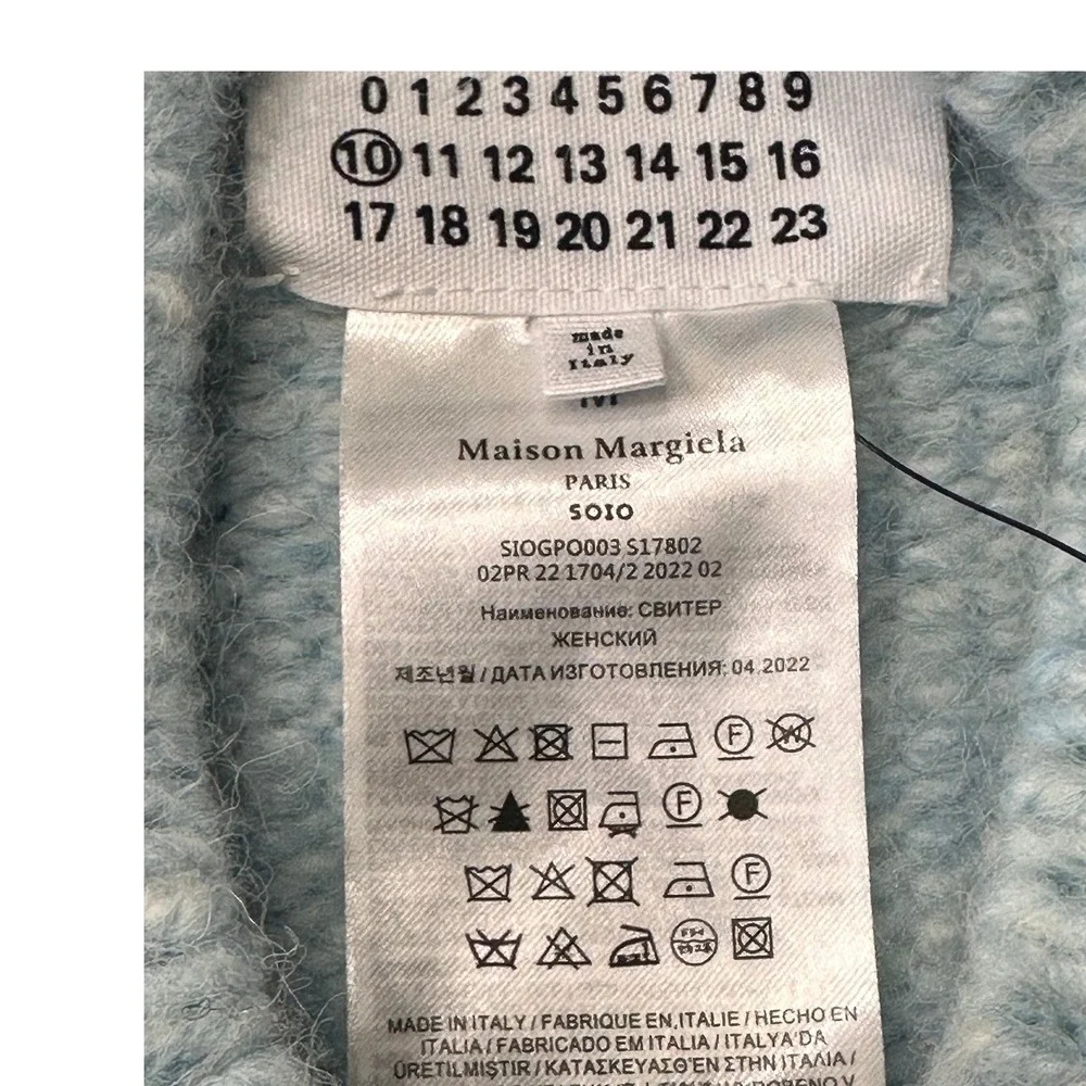 Maison Margiela Mock Neck Alpaca SZ10‎ Chunky Sweater LT Blue Ribbed Knit Italy